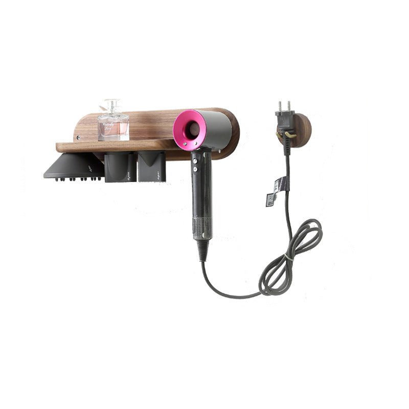Walnut Wood Hair Dryer Holder for Dyson – Wall-Mount Organizer - Image 2