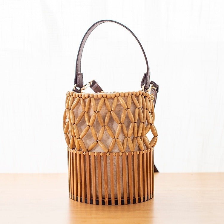 Handwoven Bamboo Crossbody Bag for Women – Rattan Beach Bag - Image 5