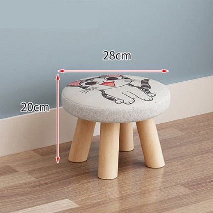Home Cute Children's Solid Wood Round Low Stool - Image 4