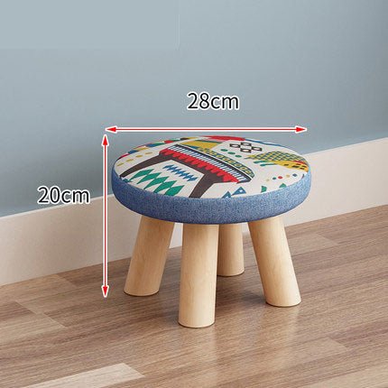 Home Cute Children's Solid Wood Round Low Stool - Image 11