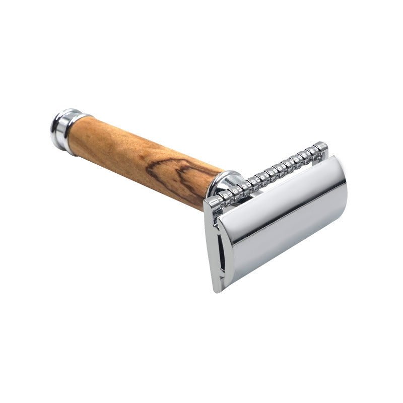 Razor Holder Natural Wood Olive Wood Copper Handle - Image 4