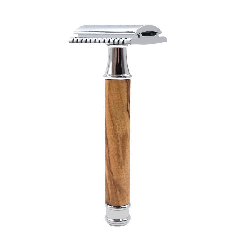 Razor Holder Natural Wood Olive Wood Copper Handle - Image 3