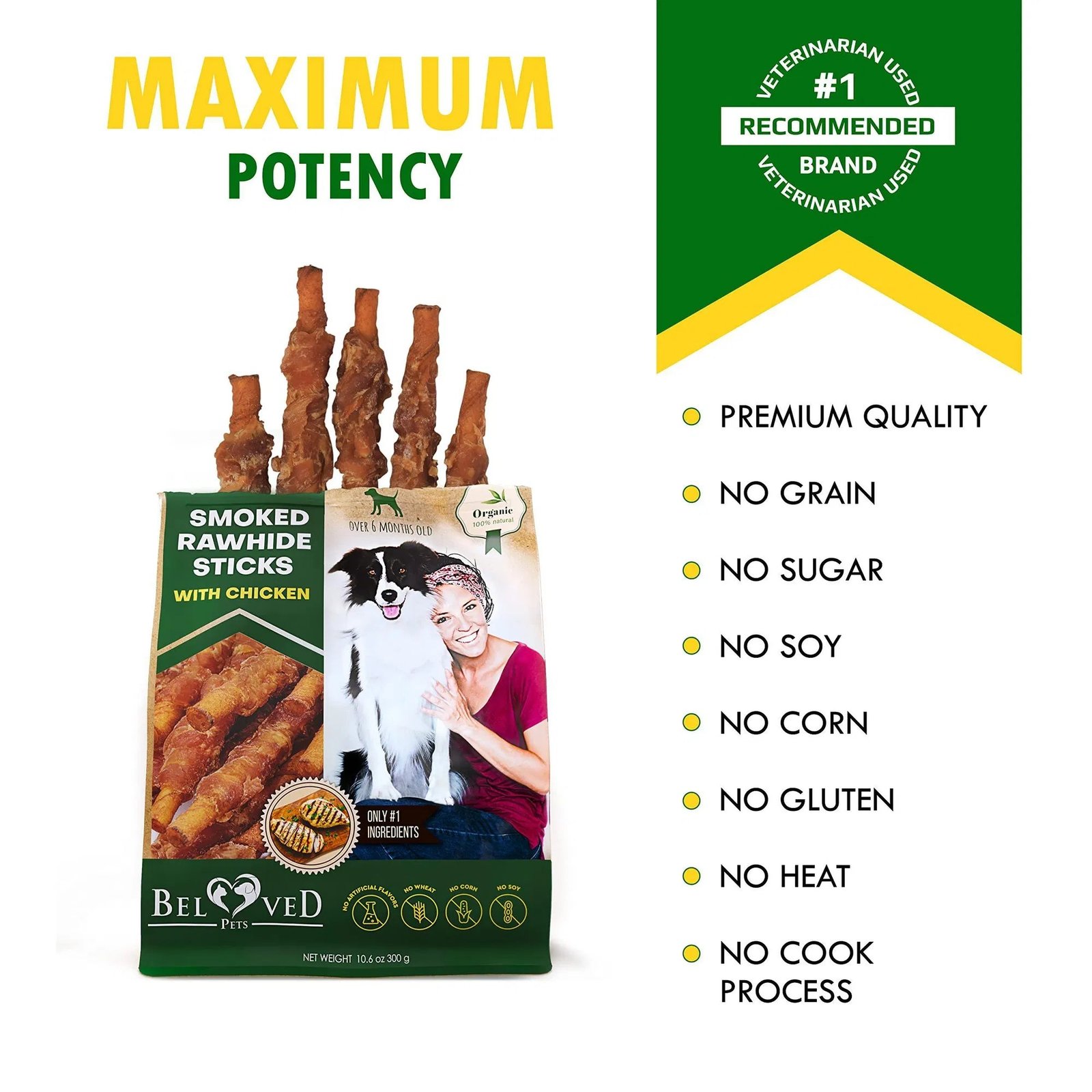 Dog Smoked Rawhide Sticks Wrapped Chicken Pet Natural Chew Treats Grain Free Organic Meat Healthy Human Grade Dried Snacks In Bulk - Image 2
