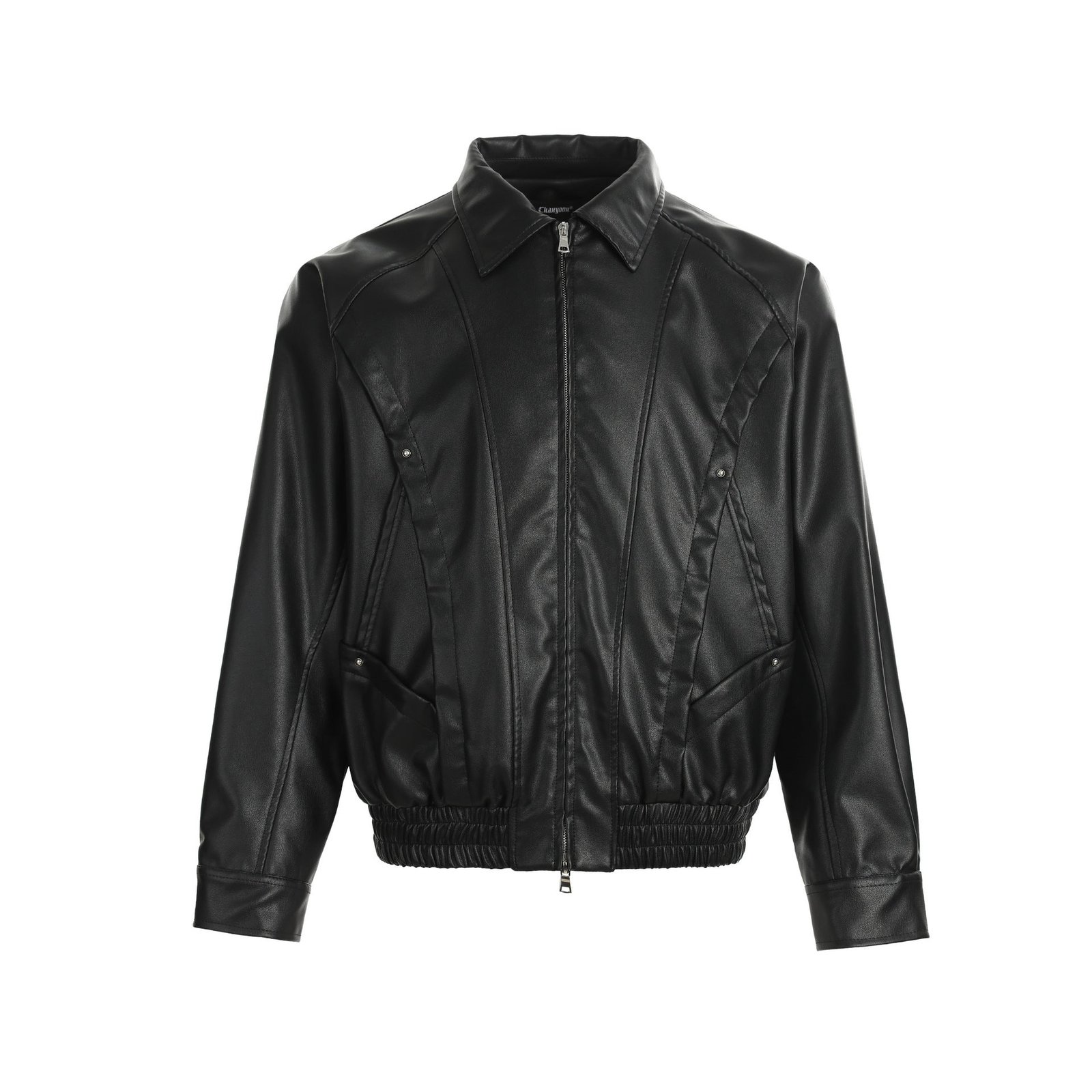 Retro PU Leather Motorcycle Jacket With Snap Pockets - Image 2