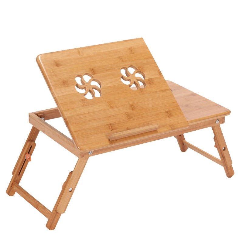 Adjustable Bamboo Laptop Desk with USB Cooling Fan – Foldable