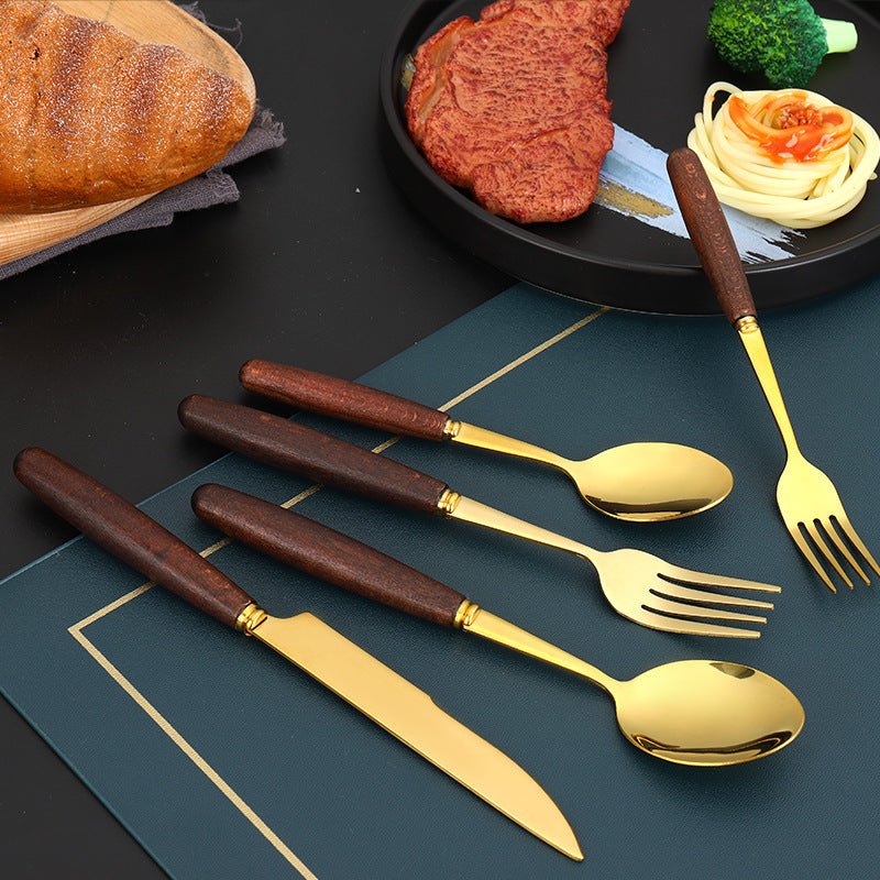 Creative Wood Grain Handle Simple Spoon Fork - Image 2