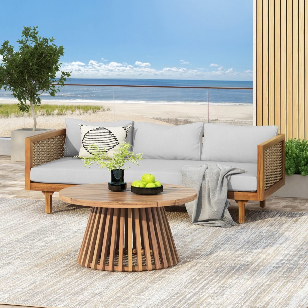 Claremont 3-Seater Outdoor Daybed Set – Acacia Wood Table, Teak