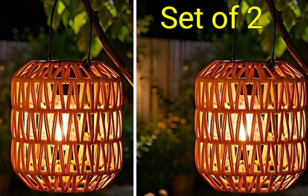 Solar-Powered Wicker-Style Patio Lantern - Image 6