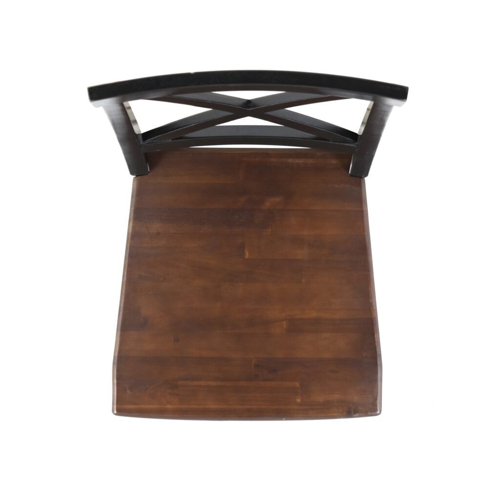 Set of 2 Black and Walnut Wood Dining Chairs