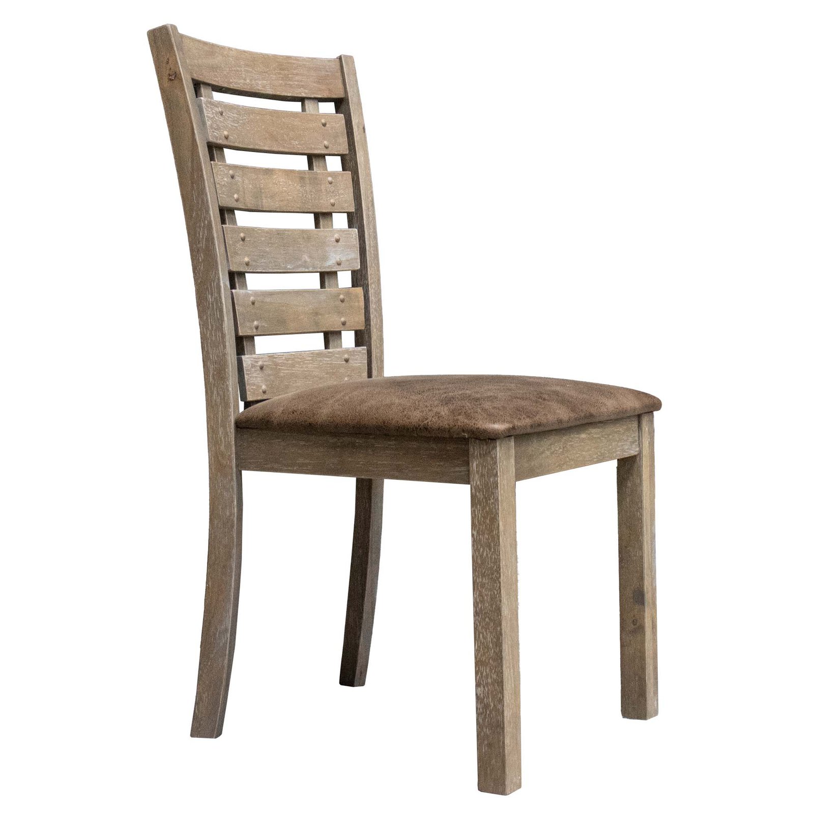 Set Of 2 Rustic Farmhouse Dining Chairs Distressed Wood Slat Back - Image 8