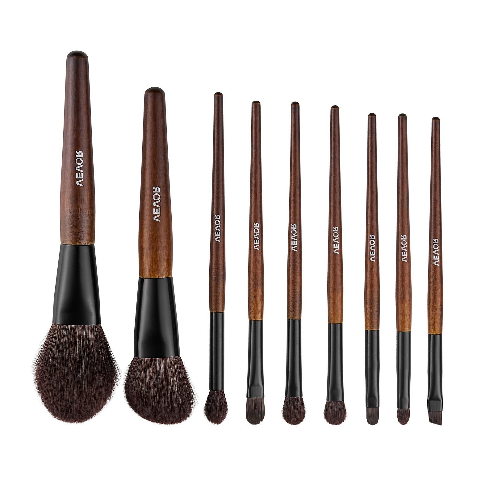 9-Piece Makeup Brush Set For Foundation Blending Eyeshadow, Professional Makeup Brush Kit With Soft Natural Wool & Vegan Synthetic Bristles, Ergonomic Wood Handle, Travel-Friendly Storage Bag - Image 6