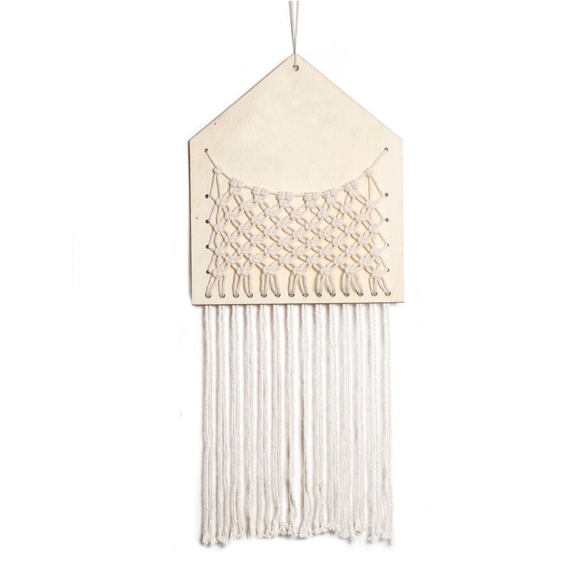 Macrame Wall Hanging Pocket Organizer, Boho Wood Storage - Image 5