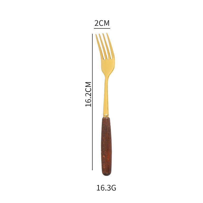 Creative Wood Grain Handle Simple Spoon Fork - Image 9