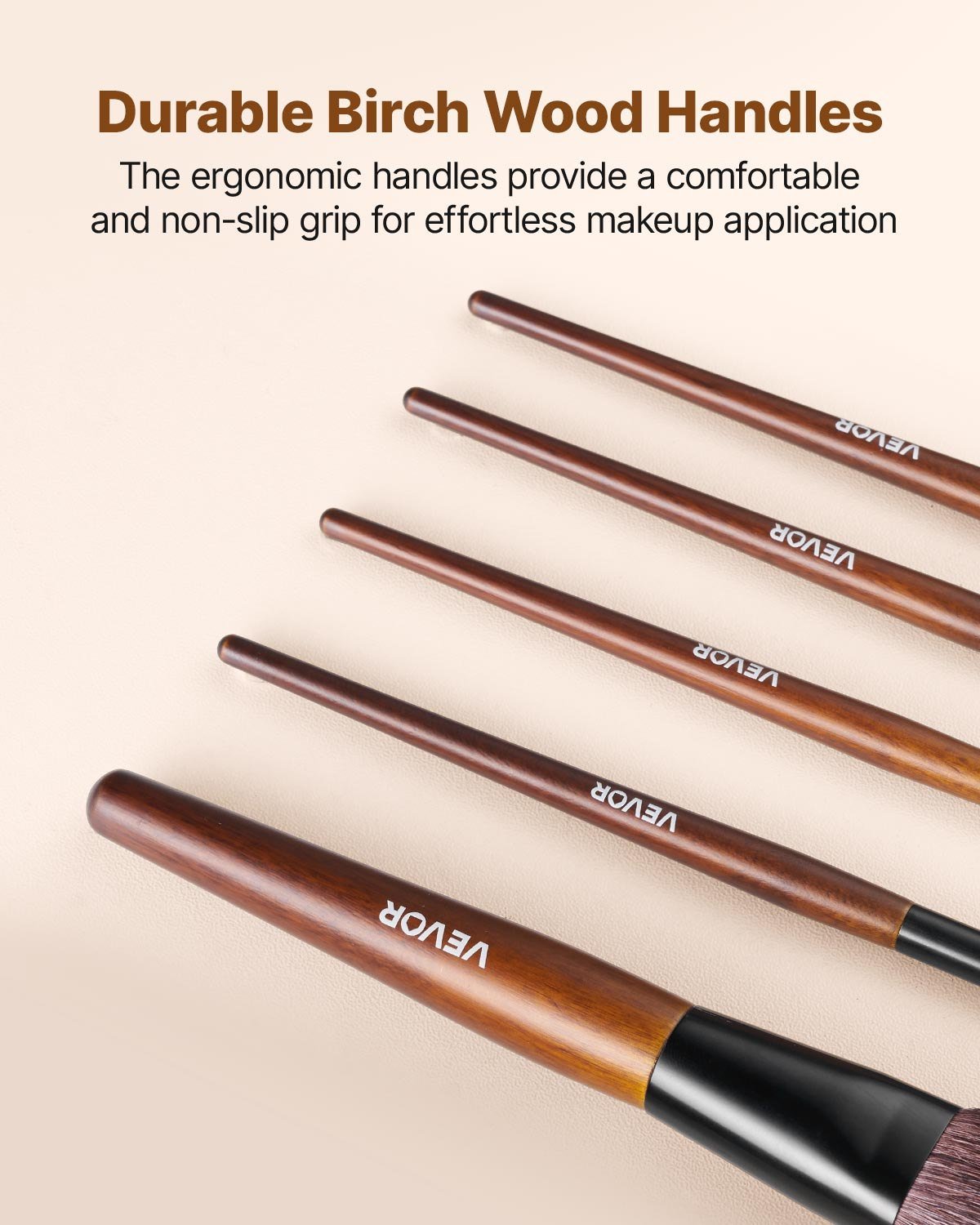 9-Piece Makeup Brush Set For Foundation Blending Eyeshadow, Professional Makeup Brush Kit With Soft Natural Wool & Vegan Synthetic Bristles, Ergonomic Wood Handle, Travel-Friendly Storage Bag - Image 3