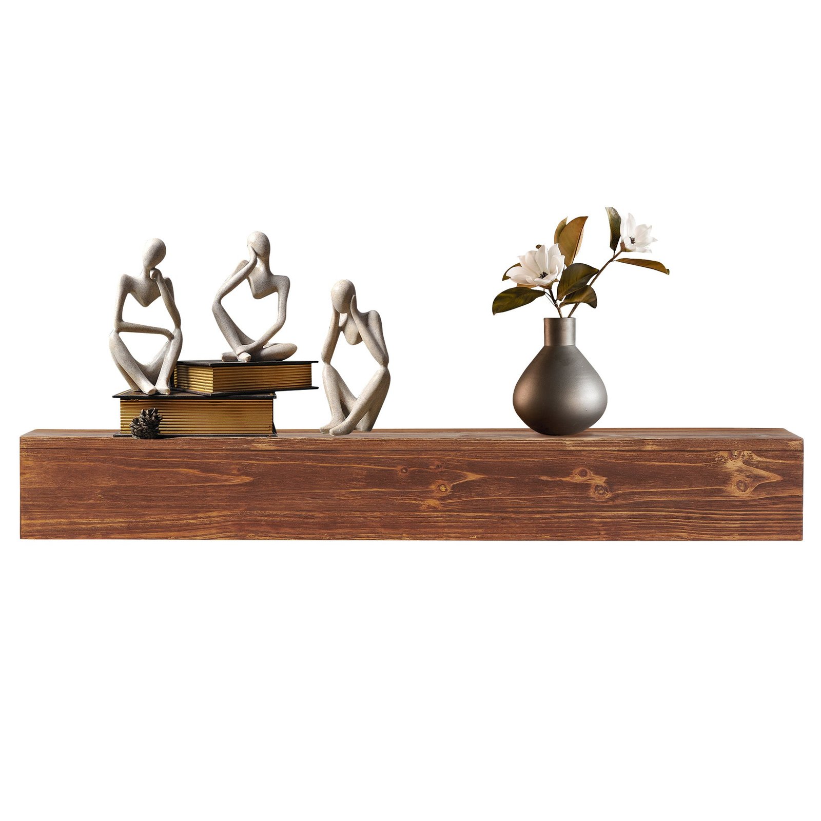 48 Inch Rustic Wood Fireplace Mantel Shelf Wall Mount Floating - Image 2