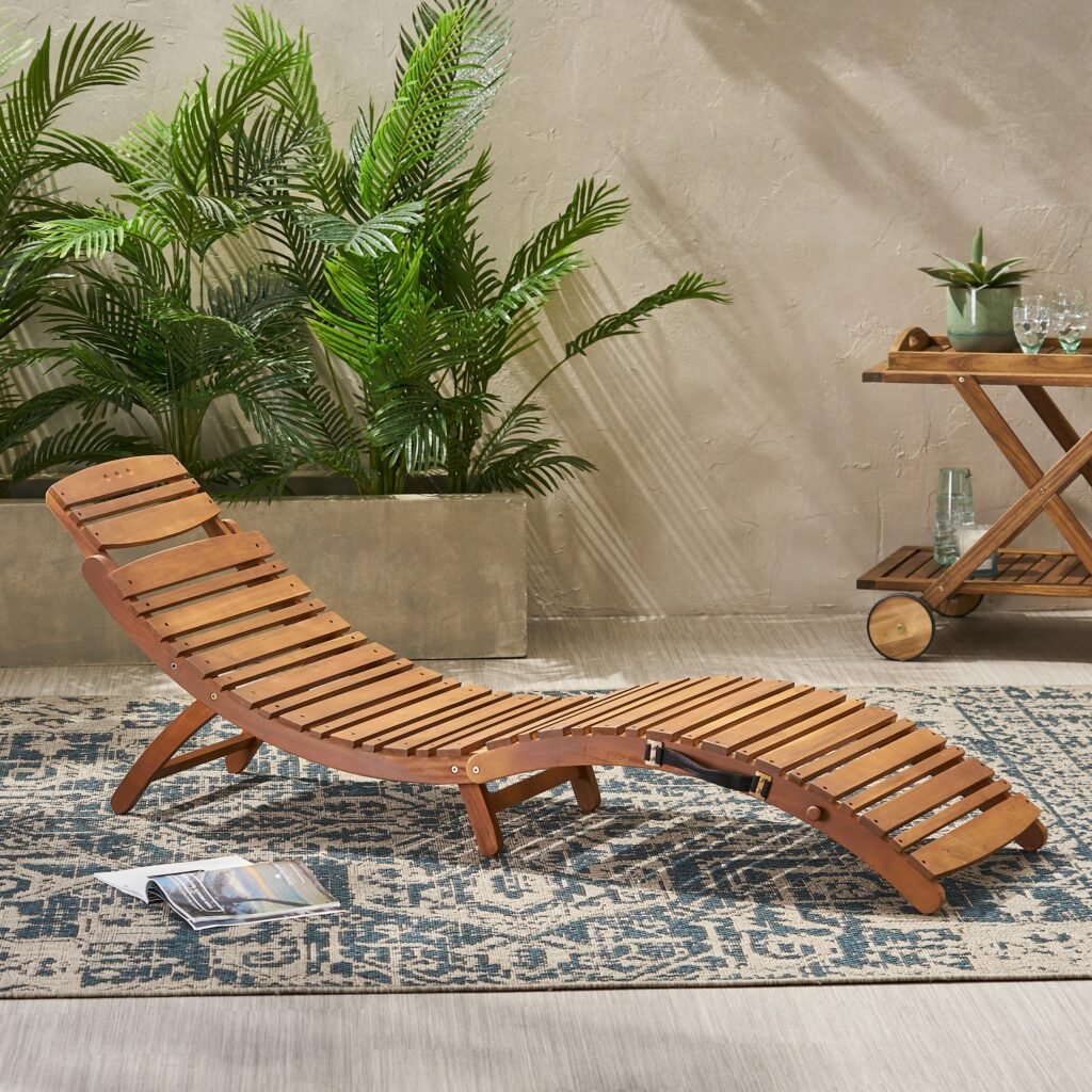 Wooden Folding Chaise Lounge – Outdoor Pool Lounger