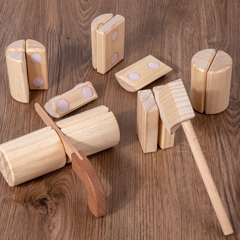 Baby Simulation Wood Chopping Wooden Play House Cutting Velcro Toy