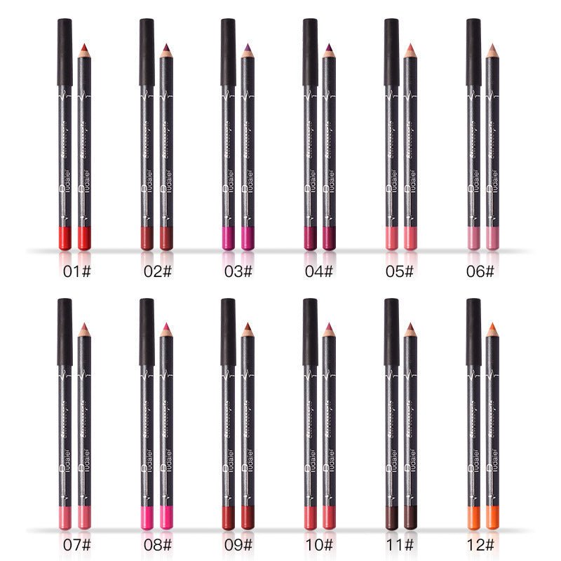 12 Color Lip Liner Pencil Set, High Pigmented Natural Lip Makeup Vegan Soft Pencils Longwear Ultra Fine Lip Liners - Image 2