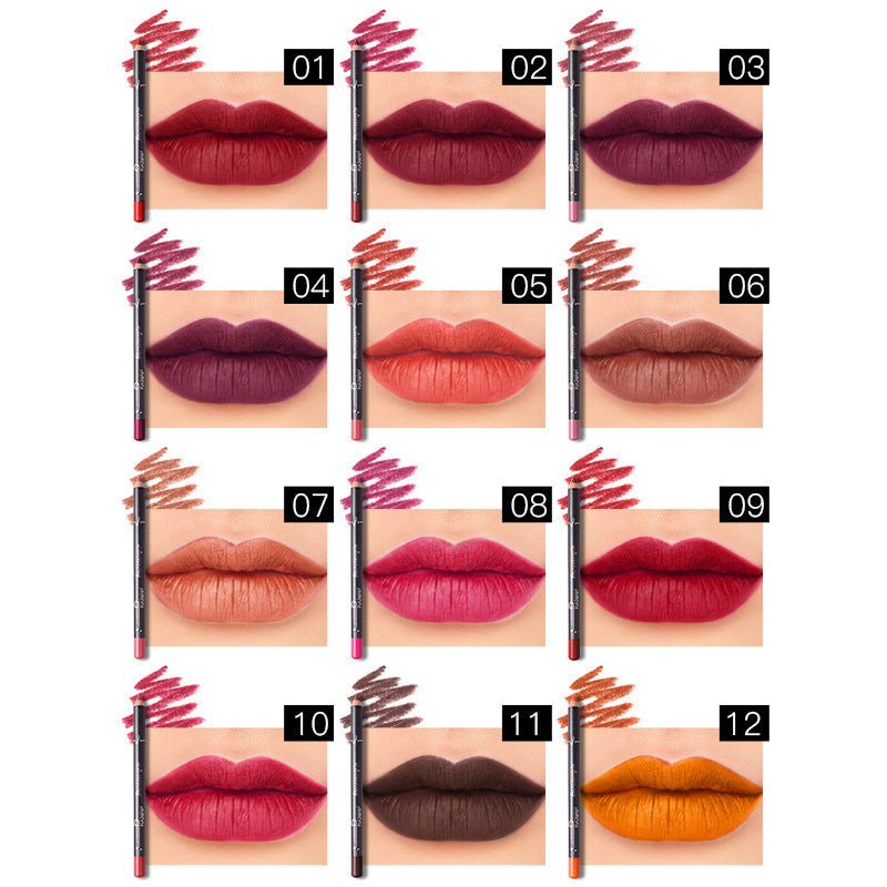 12 Color Lip Liner Pencil Set, High Pigmented Natural Lip Makeup Vegan Soft Pencils Longwear Ultra Fine Lip Liners - Image 4