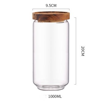 Home Kitchen Acacia Wood Sealed Storage Jar - Image 3