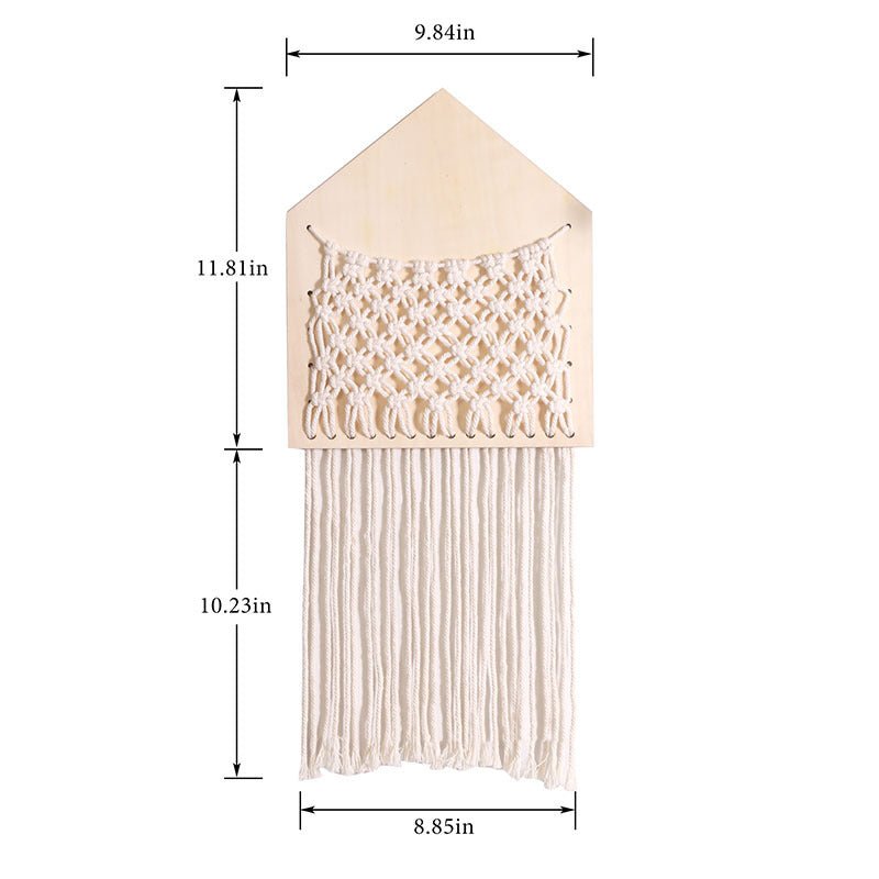 Macrame Wall Hanging Pocket Organizer, Boho Wood Storage - Image 4