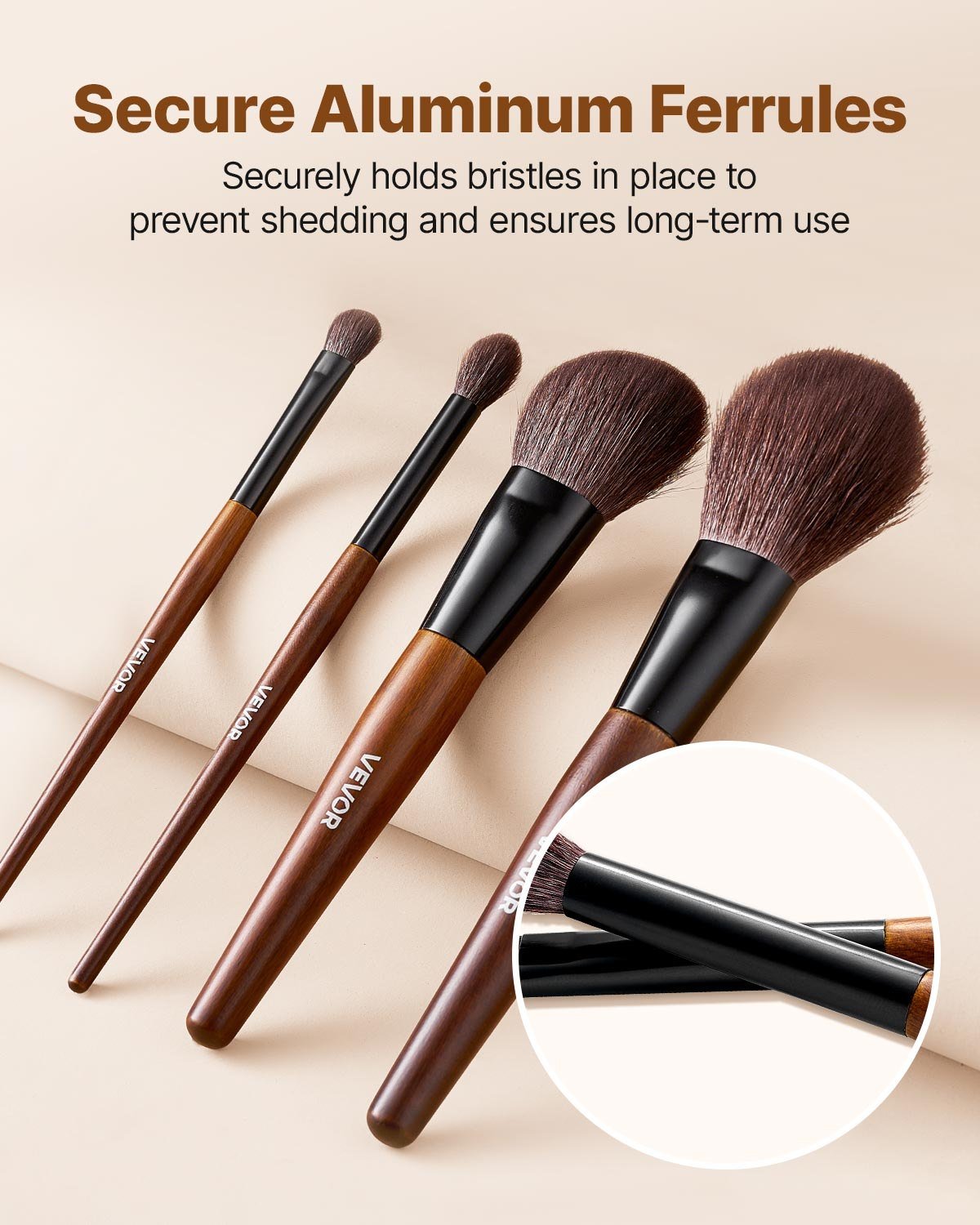 9-Piece Makeup Brush Set For Foundation Blending Eyeshadow, Professional Makeup Brush Kit With Soft Natural Wool & Vegan Synthetic Bristles, Ergonomic Wood Handle, Travel-Friendly Storage Bag - Image 5