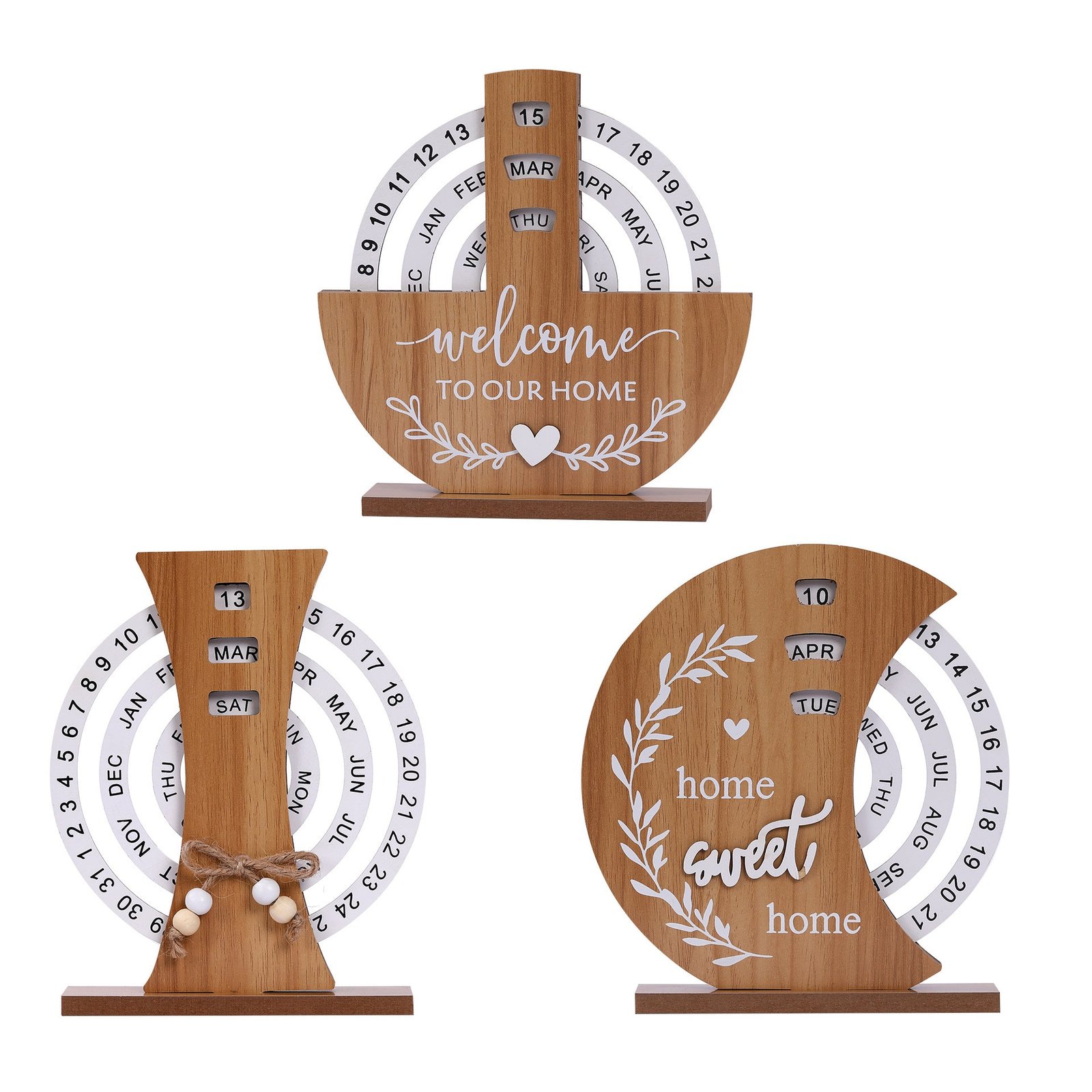 Wooden Creative Calendar Perpetual Calendar Home Decoration Office Desk Decoration Manual Rotation - Image 6
