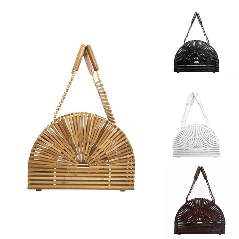 Beaded Half-Round Bamboo Bag – Women's Summer Beach Bag