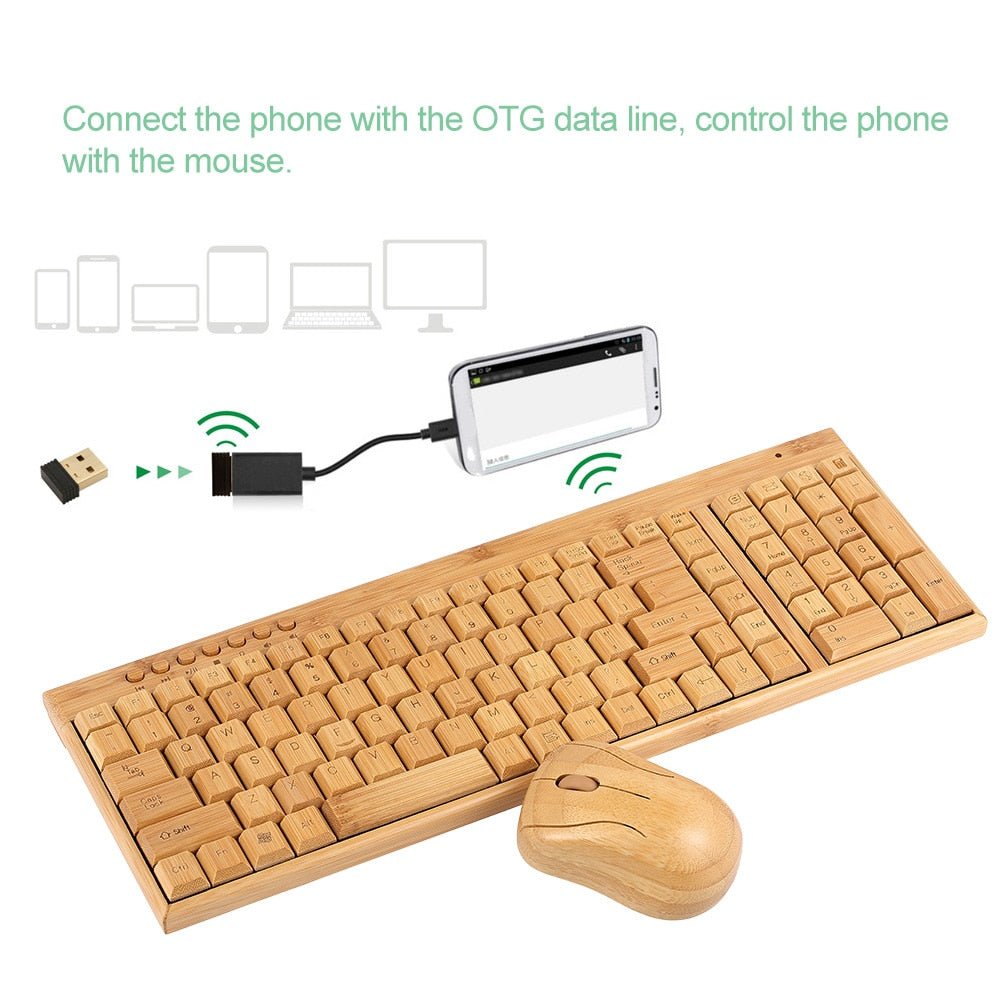 2.4GHz Wireless Bamboo Keyboard & Mouse Combo – Handcrafted - Image 3