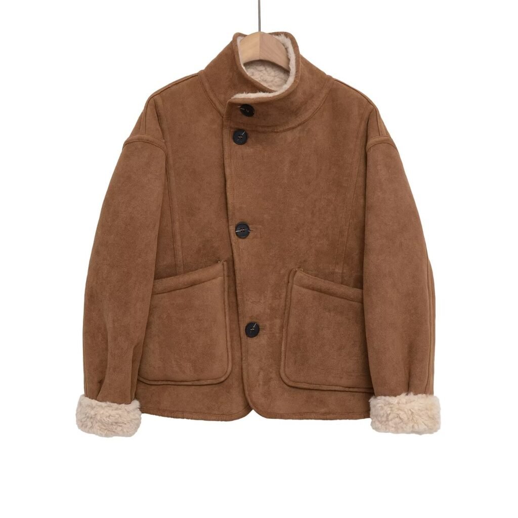 Caramel Reversible Faux Fur And Suede-Look Jacket