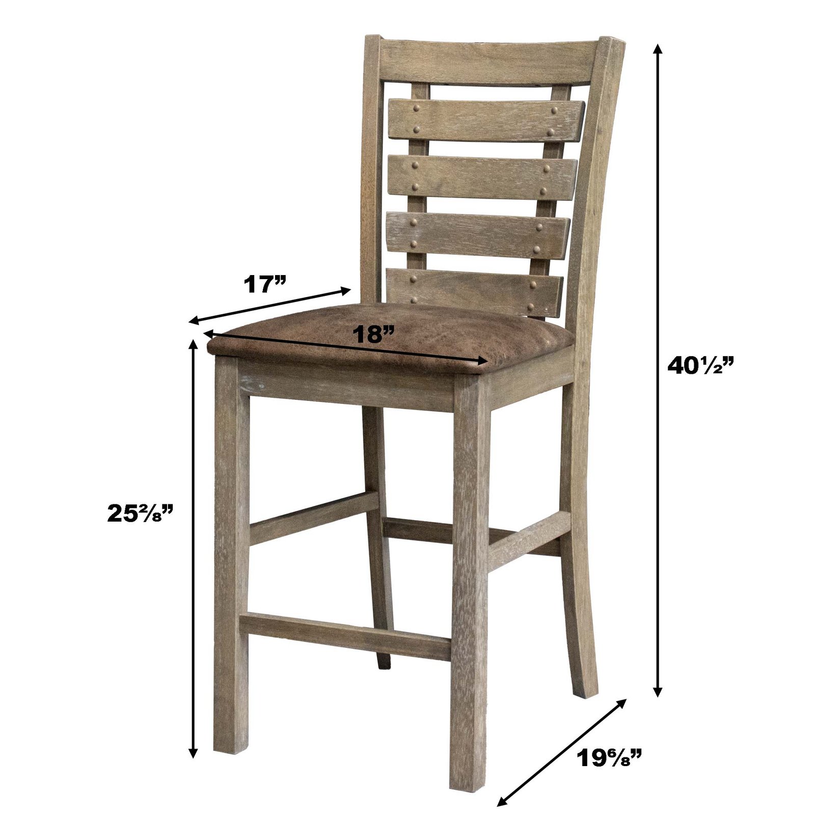 Set Of 2 Counter Height Dining Chairs Rustic Distressed Wood - Image 6