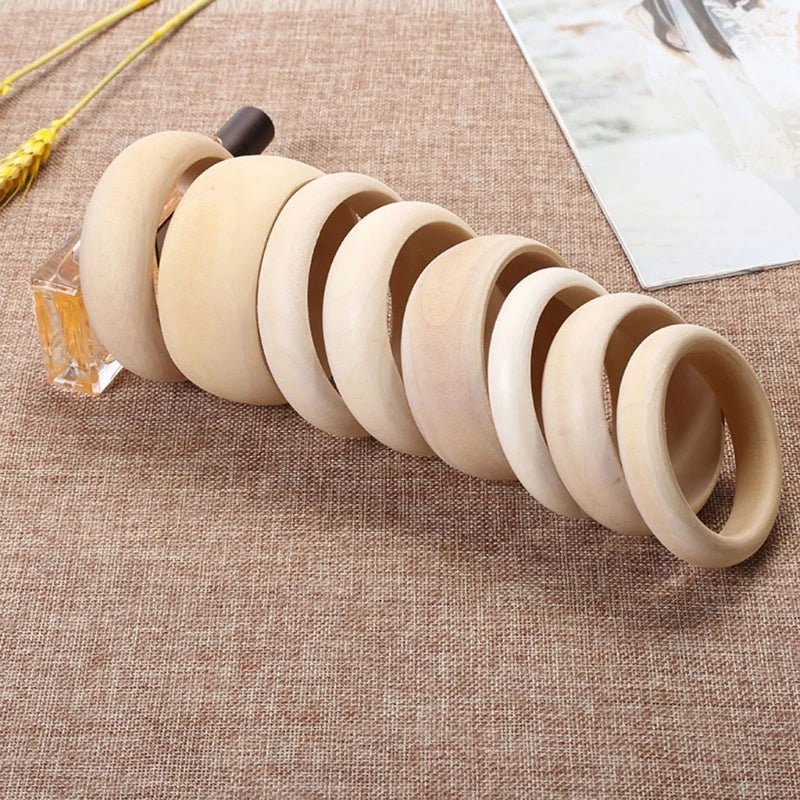 Set of 6 Unfinished Wood Bangle Bracelets for DIY Crafts
