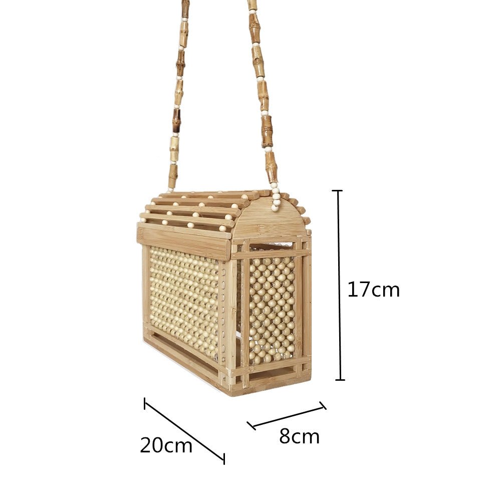 Square Bamboo Handbag – Handwoven Straw Beach Bag with Lid - Image 3