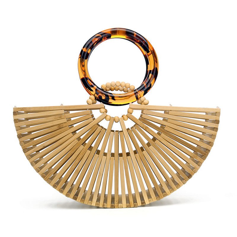 Acrylic Hollow Woven Handbag – Retro Bamboo-Style Beach Bag