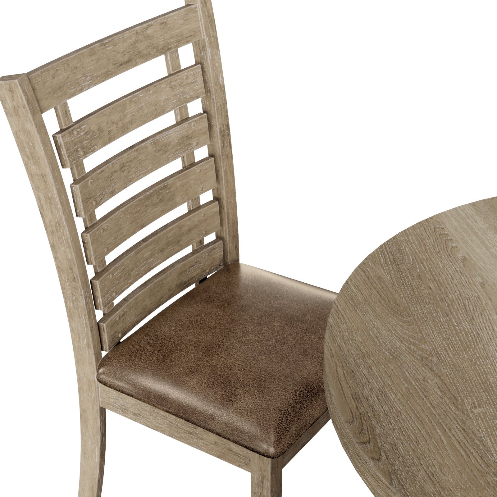 Set Of 2 Rustic Farmhouse Dining Chairs Distressed Wood Slat Back - Image 3