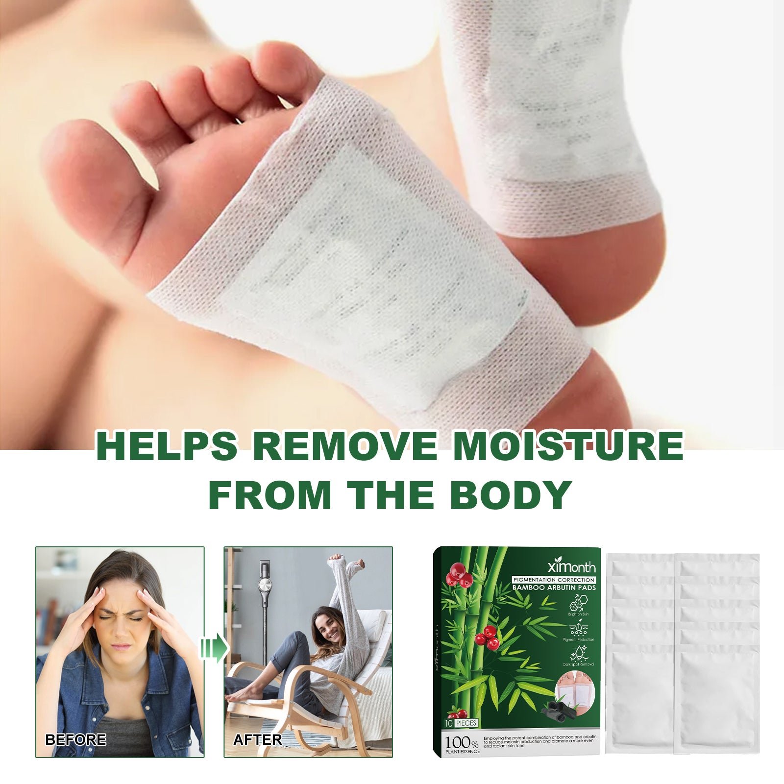 Bamboo Arbutin Foot Pads – Exfoliating Brightening Foot Care - Image 5