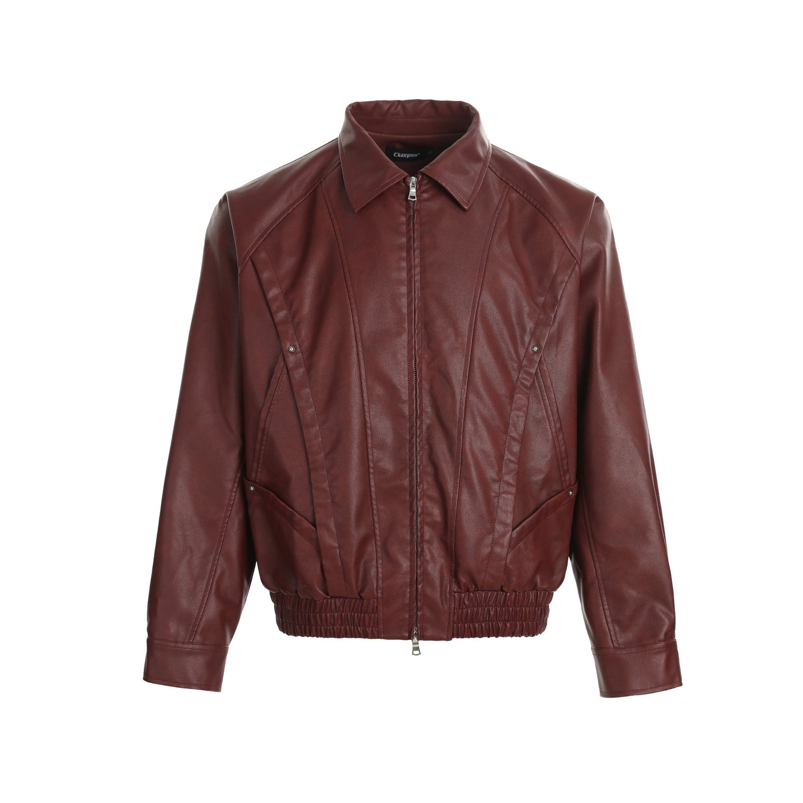 Retro PU Leather Motorcycle Jacket With Snap Pockets - Image 3