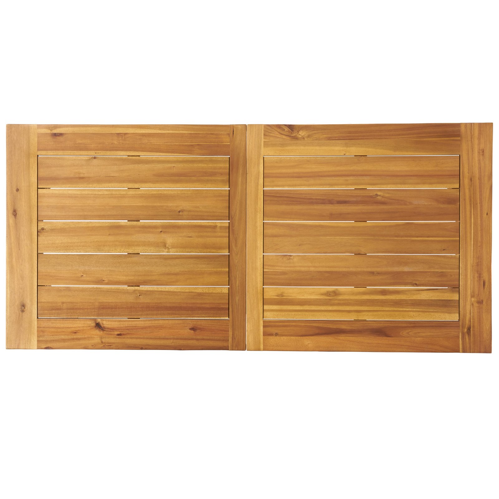 Acacia Wood Dining Table With Slatted Top And Dark Metal Legs - Image 2