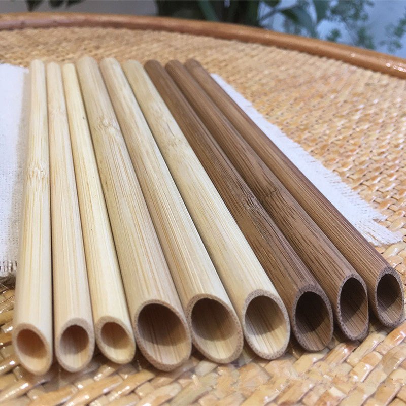 Reusable Carbonized Bamboo Straws - Eco Drinking Straw Set