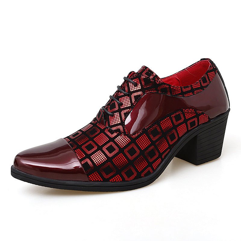 Men's Burgundy Pointed-Toe Lace-Up Dress Shoes