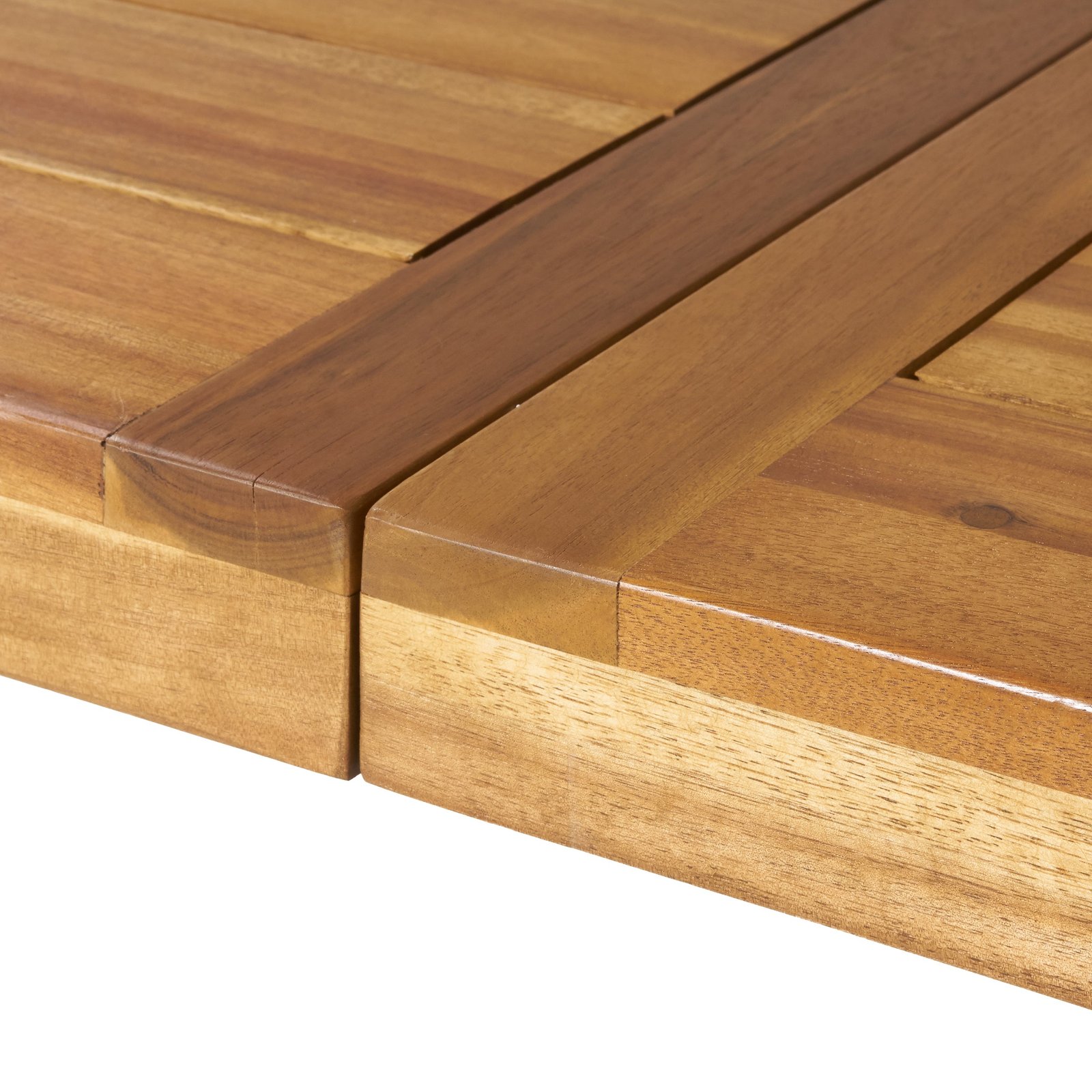 Acacia Wood Dining Table With Slatted Top And Dark Metal Legs - Image 10