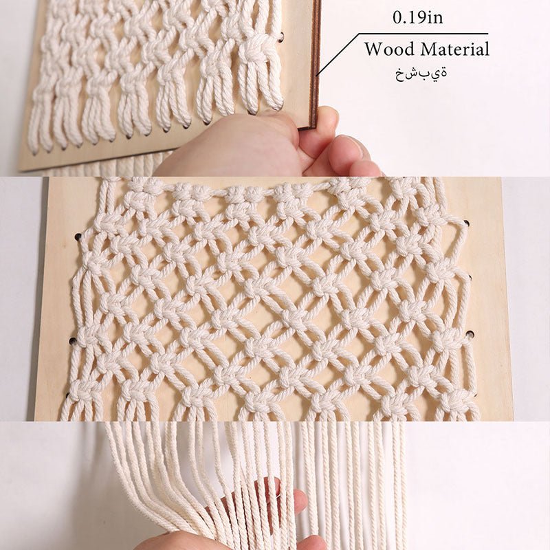 Macrame Wall Hanging Pocket Organizer, Boho Wood Storage - Image 3