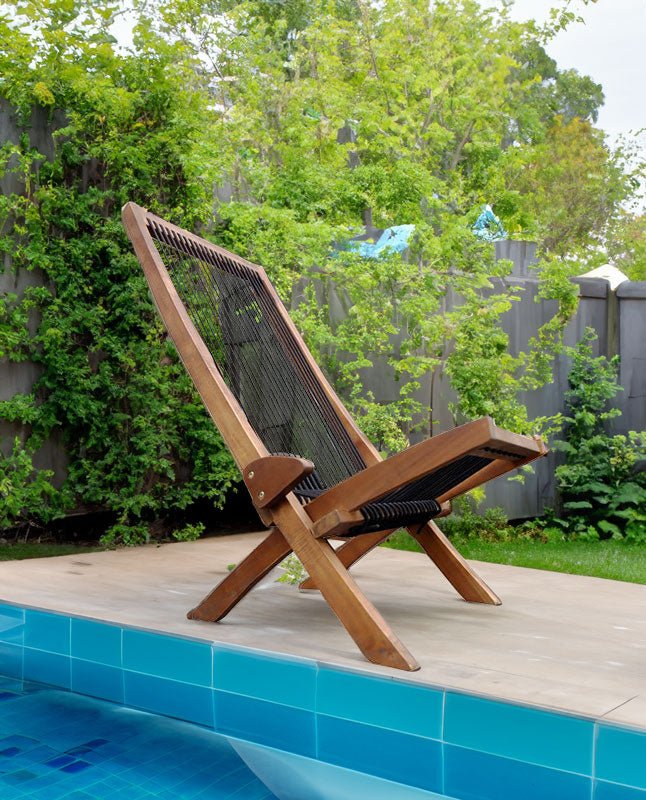 Folding Wooden Rope Chair – Natural Solid Wood Accent Chair