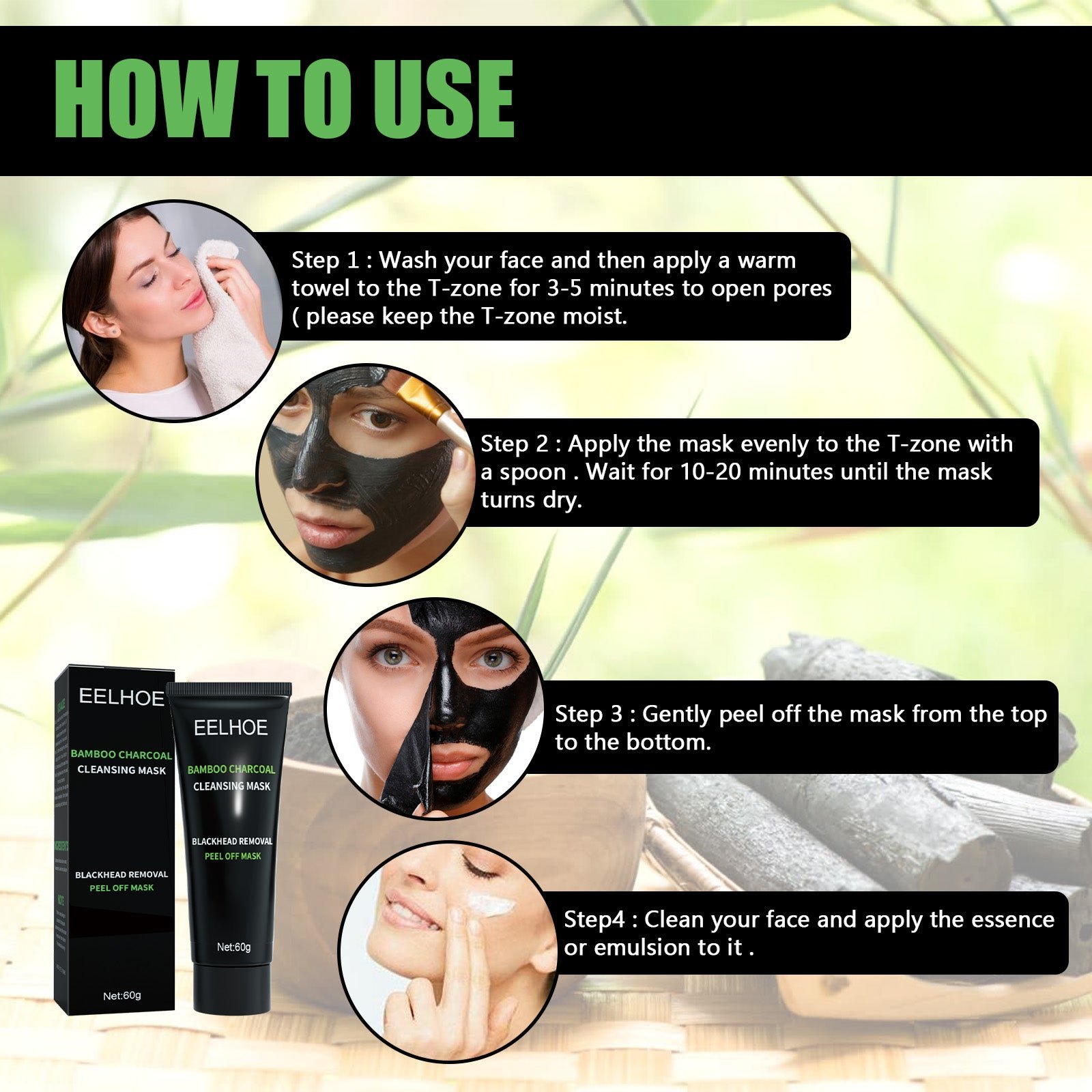 Bamboo Charcoal Peel-Off Mask – Deep Cleansing Blackhead Mask - Image 7