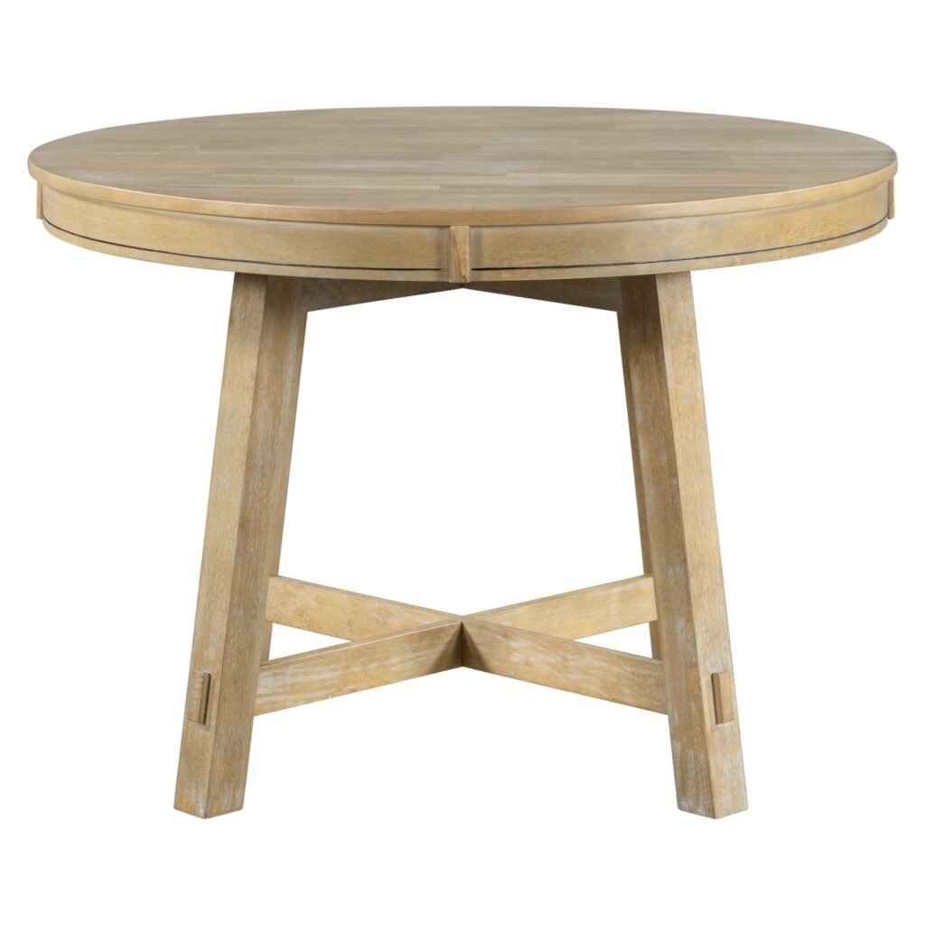 TREXM Round Extendable Farmhouse Dining Table