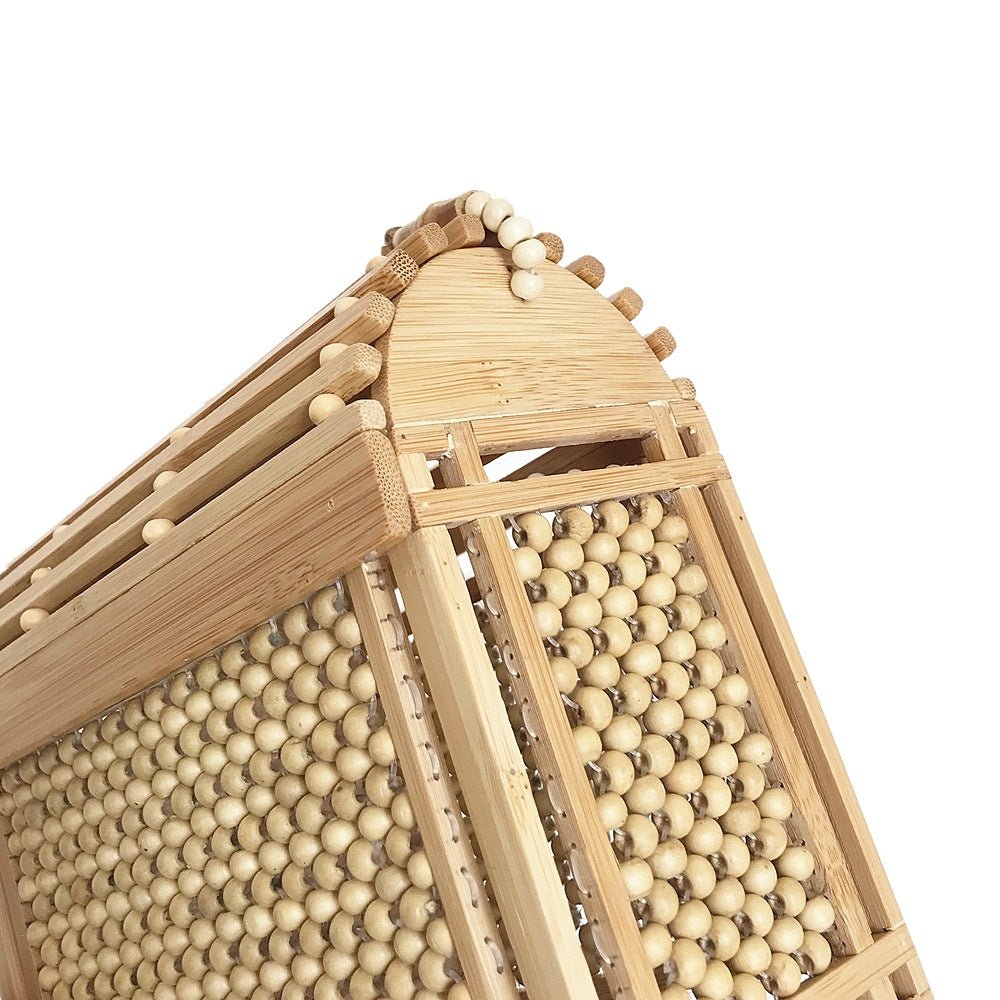Square Bamboo Handbag – Handwoven Straw Beach Bag with Lid - Image 4
