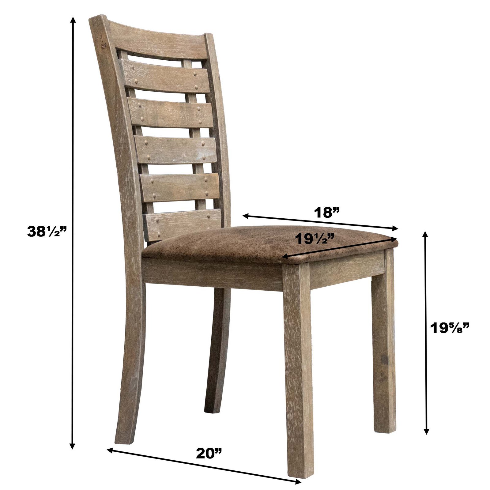 Set Of 2 Rustic Farmhouse Dining Chairs Distressed Wood Slat Back - Image 9