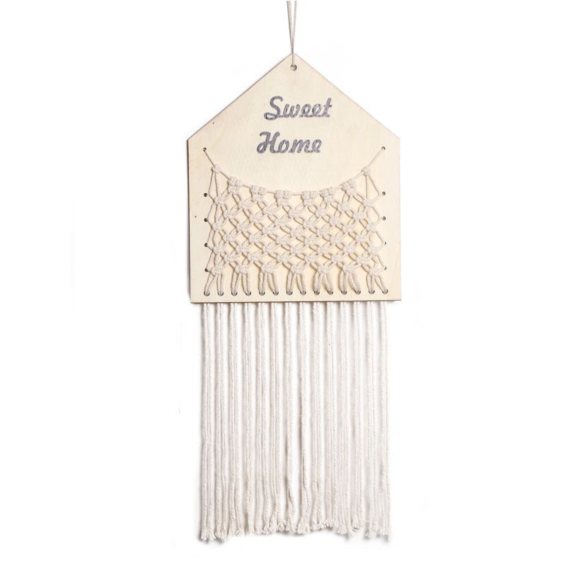 Macrame Wall Hanging Pocket Organizer, Boho Wood Storage - Image 6