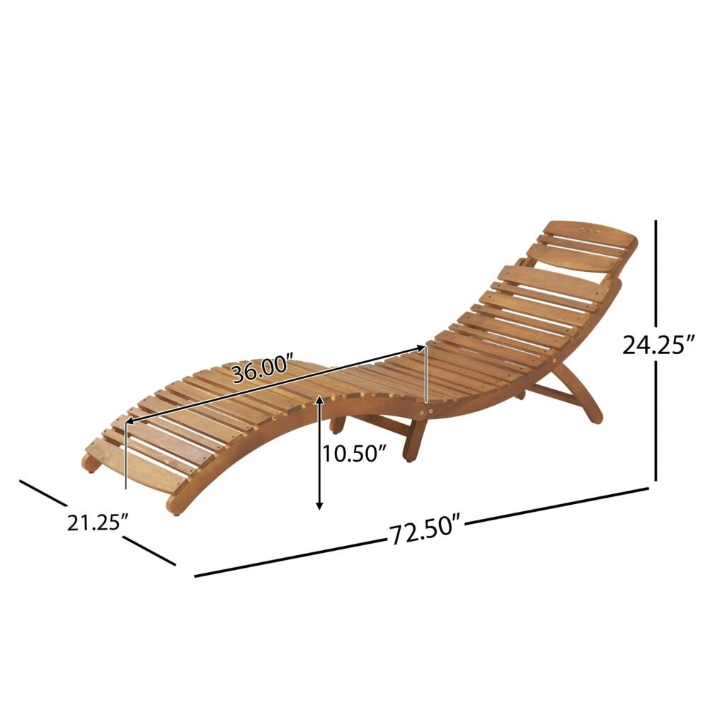 Wooden Folding Chaise Lounge – Brown Outdoor Lounger