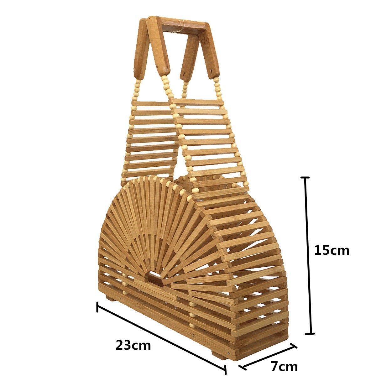 Beaded Half-Round Bamboo Bag – Women's Summer Beach Bag - Image 7